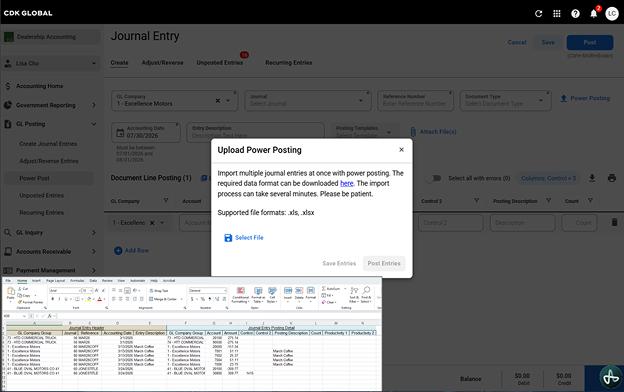 power posting screen shot