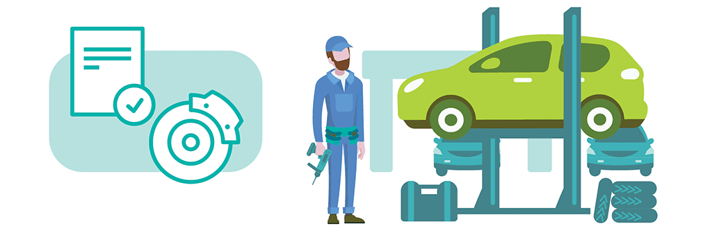 illustration of a mechanic and car parts