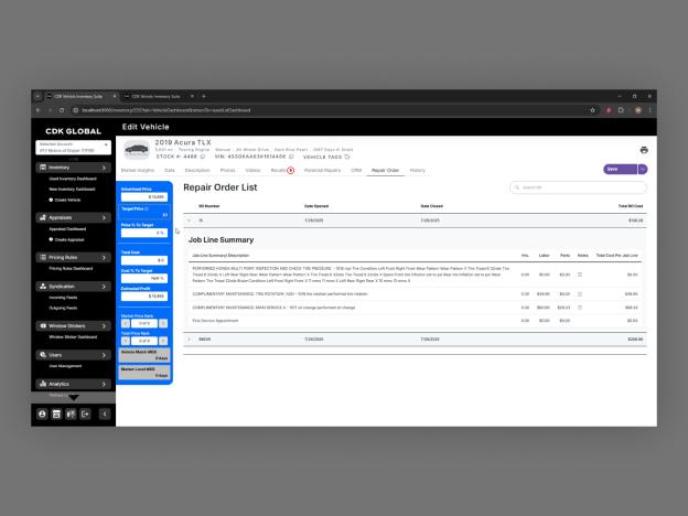 Repair Orders Screen UI