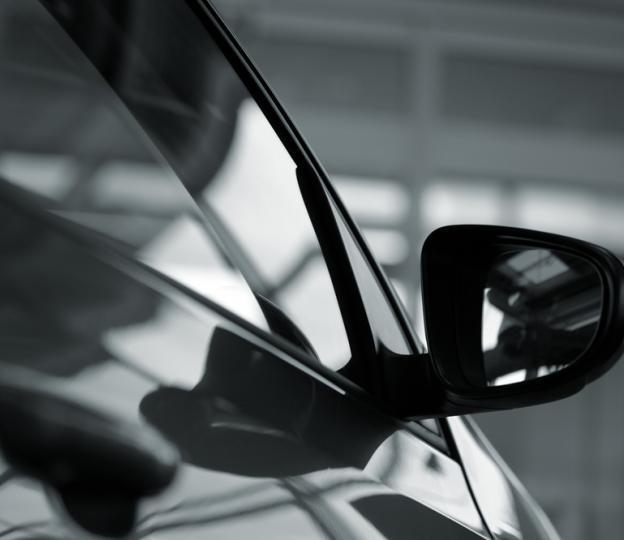 Closeup of car mirror